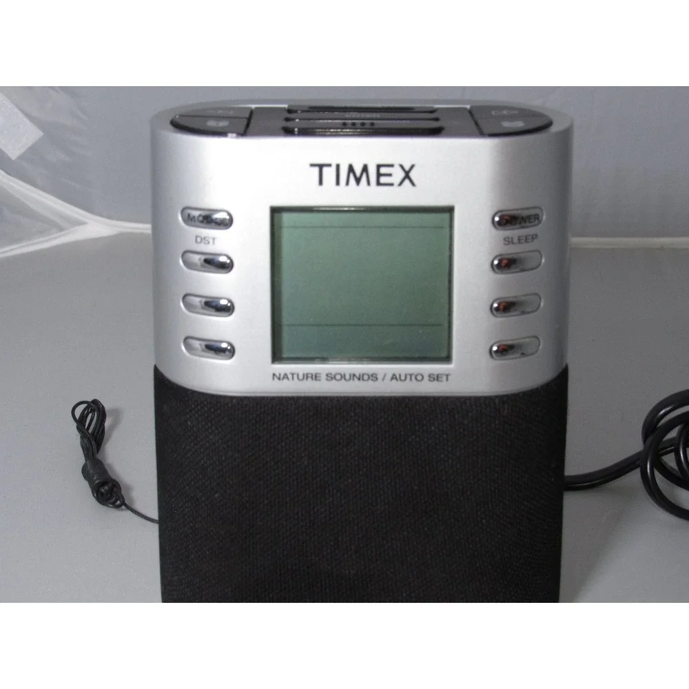 Timex Digital Clock Radio Silver Black Nature Sounds Auto Set‎